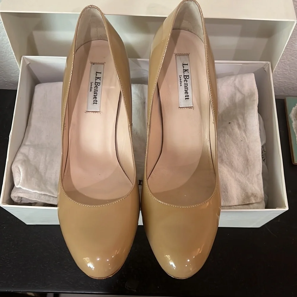 LK Bennett Shilo Taupe Patent Heels - Picture 3 of 16